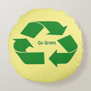 Grünes Recycle-Symbol Rundes Kissen