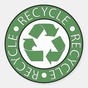 Grünes Recycling-Symbol, gehen Sie grün, Tag der E Runder Aufkleber