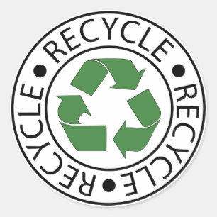 Grünes Recycling-Symbol, gehen Sie grün voran, Tag Runder Aufkleber