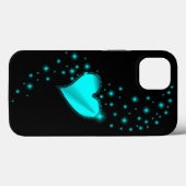 Grünes Regenbogenherz mit Sternen auf schwarz Case-Mate iPhone Hülle (Rückseite (Horizontal))