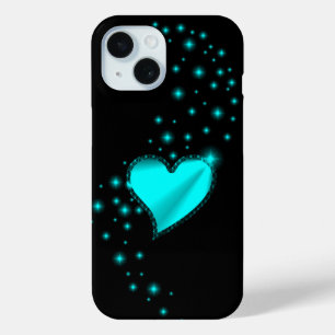 Grünes Regenbogenherz mit Sternen auf schwarz Case-Mate iPhone Hülle