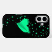 Grünes Regenbogenherz mit Sternen auf schwarz Case-Mate iPhone Hülle (Rückseite (Horizontal))