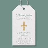Grünes religiöses Kreuz Erste Kommune Vielen Dank Geschenkanhänger