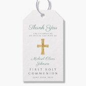 Grünes religiöses Kreuz Erste Kommune Vielen Dank Geschenkanhänger