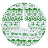 Grünes Rentiergeflecht Muster Polyester Weihnachtsbaumdecke (Vorderseite)