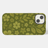 Grünes Retro-Blumenmuster iPhone-Case iPhone Hülle (Rückseite (Horizontal))