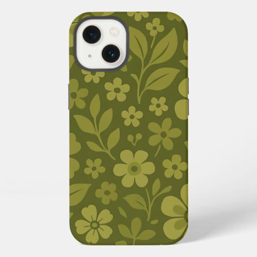 Grünes Retro-Blumenmuster iPhone-Case iPhone Hülle (Rückseite)