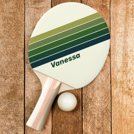 Grünes Retro fünf Streifen mit Namen Tischtennis Schläger