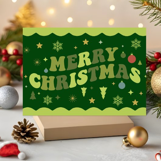 Grünes Retro Groovy Frohe Weihnachten