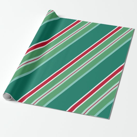 Grünes Retro-Kandy Strip Weihnachtswrapping Papier Geschenkpapier (Ungerollt)