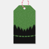 Grünes Retro Merry Xmas mit Kiefern und Schnee Geschenkanhänger (Rückseite)