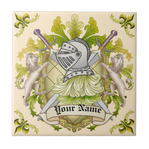 Grünes Ritter Familienwappen Nachname Fliese