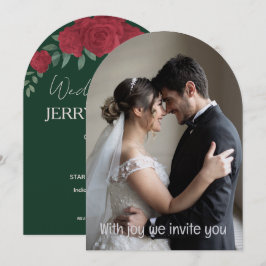 Grünes Romantisches Paar Personalisierte Hochzeit Einladung