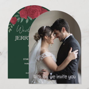 Grünes Romantisches Paar Personalisierte Hochzeit  Einladung