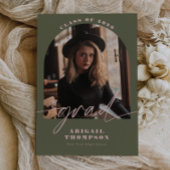 Grünes & Rosa-Bogen-Foto-Script-Abschluss Einladung