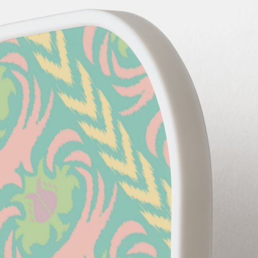 Grünes rosa Boho Blumenmuster Personalisiert Pickleball Schläger (Linke Seite)