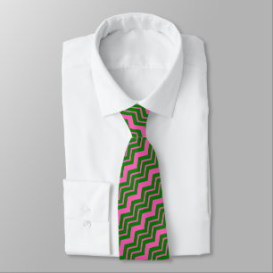 Grünes Rosa Chevron-Zickzack-Design Krawatte
