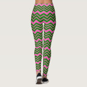 Grünes Rosa Chevron-Zickzack-Design Leggings (Rückseite)
