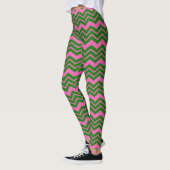 Grünes Rosa Chevron-Zickzack-Design Leggings (Links)