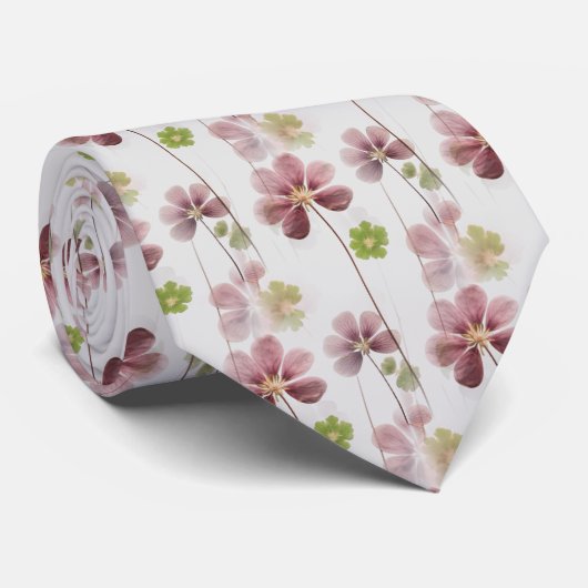 Grünes rosa Kleeblatt Kleeblatt botanisch | Krawat Krawatte (Gerollt)