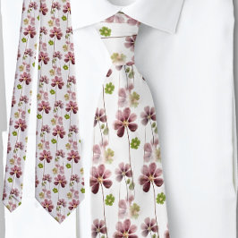 Grünes rosa Kleeblatt Kleeblatt botanisch | Krawat Krawatte