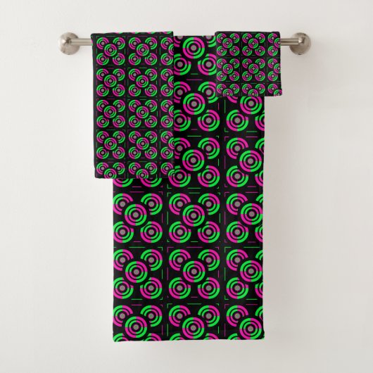Grünes & Rosa Neon Badhandtuch Set (Insitu)