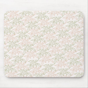 Grünes rosa Retro-Blattmuster  Mousepad