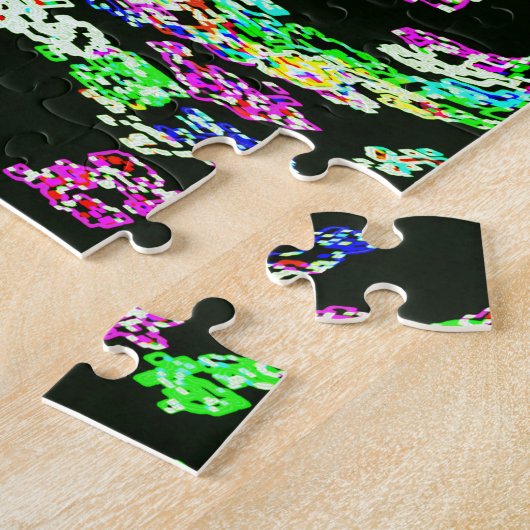 Grünes rosa Schwarzes Abstraktes Fraktal Moderne K Puzzle (Seite)