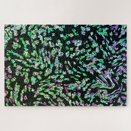 Grünes rosa Schwarzes Abstraktes Fraktal Moderne K Puzzle (Horizontal)