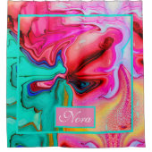 Grünes Rosa Stilvolles Marmor Duschvorhang (Vorderseite)