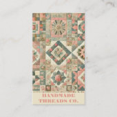 Grünes rosa Tuch und handgefertigte Patchwork-Klei Visitenkarte (Vorderseite)