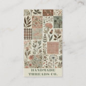 Grünes rosa Tuch und handgefertigte Patchwork-Klei Visitenkarte (Vorderseite)