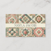 Grünes rosa Tuch und handgefertigte Patchwork-Klei Visitenkarte (Vorderseite)