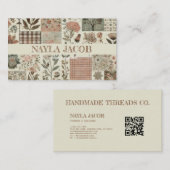 Grünes rosa Tuch und handgefertigte Patchwork-Klei Visitenkarte (Vorne/Hinten)