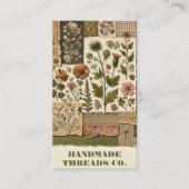 Grünes rosa Tuch und handgefertigte Patchwork-Klei Visitenkarte (Vorderseite)