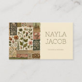 Grünes rosa Tuch und handgefertigte Patchwork-Klei Visitenkarte (Vorderseite)