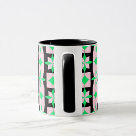 Grünes, rosa und schwarzes geometrisches Design Tasse