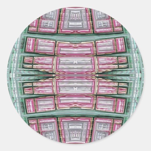 ~ Grünes Rosa und Weißes Fraktal ~ Runder Aufkleber (Vorderseite)