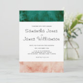 Grünes Rosa Wasserfarbe Rosa Moderne Hochzeit Einladung (Stehend Vorderseite)