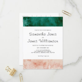 Grünes Rosa Wasserfarbe Rosa Moderne Hochzeit Einladungspostkarte