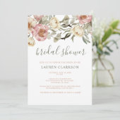 Grünes, rosafarbenes Brautparty Einladung (Stehend Vorderseite)