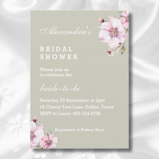 Grünes, rosafarbenes Brautparty Einladung