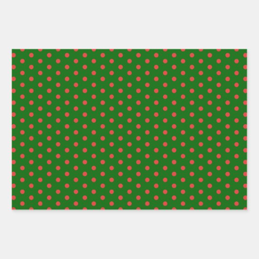 Grünes Rot Polka Dot Geschenkpapier Set (Vorderseite)