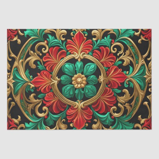 Grünes rotes Dekorationspapier Seidenpapier (Vorderseite)