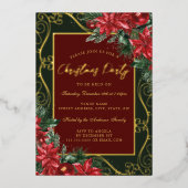 Grünes Rotes festes Blumenrahmen Weihnachtsgebirge Folieneinladung (Vorderseite)