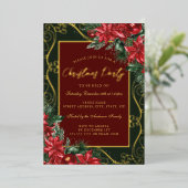 Grünes Rotes festes Blumenrahmen Weihnachtsgebirge Folieneinladung (Stehend vorne)