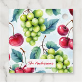 Grünes Rotes Fruchtfutter Muster Trauben Kirsche Geschenkanhänger (Rückseite)