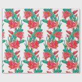 Grünes rotes Kaktusmuster Geschenkpapier (Flach)