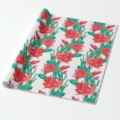 Grünes rotes Kaktusmuster Geschenkpapier (Ungerollt)