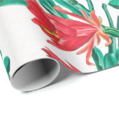 Grünes rotes Kaktusmuster Geschenkpapier (Rolleneckpunkt)